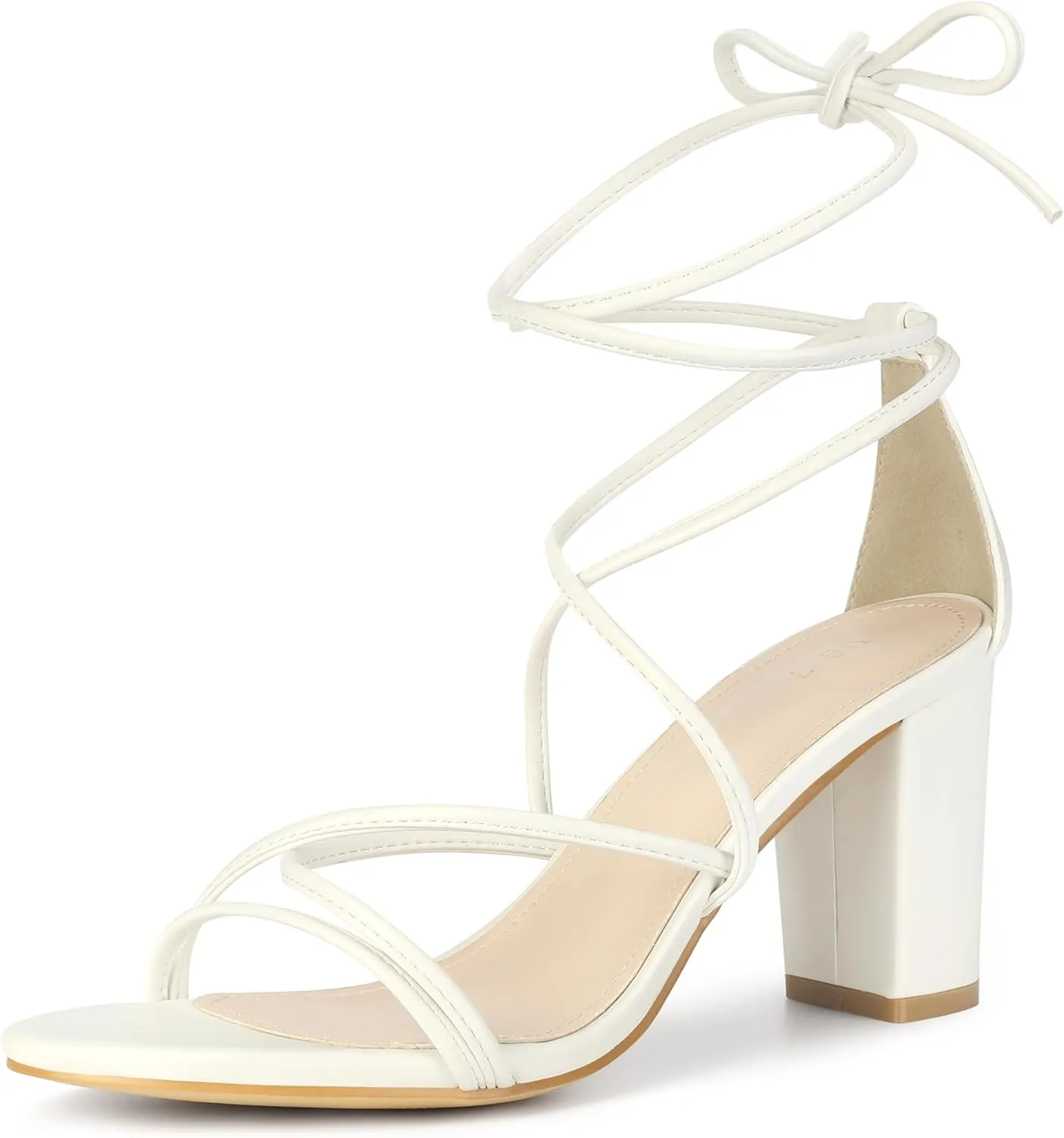 Allegra K Women's Strappy Lace Up Chunky Heeled Sandals