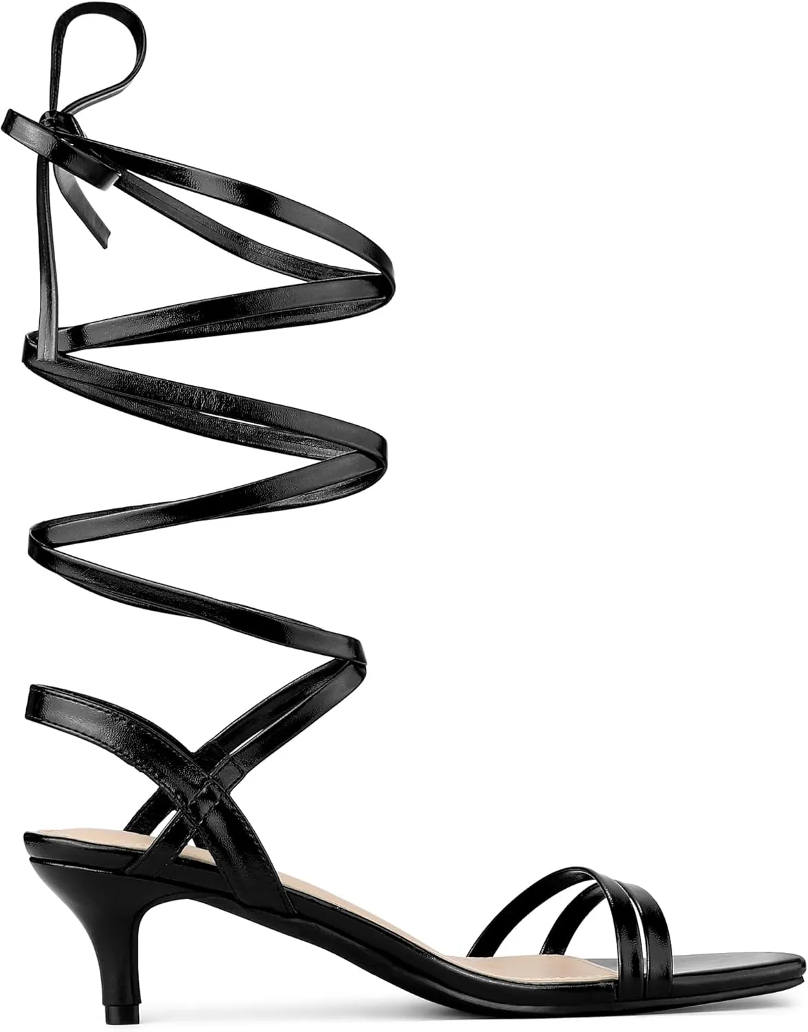 Allegra K Women's Strappy Lace Up Slingback Kitten Heel Sandals