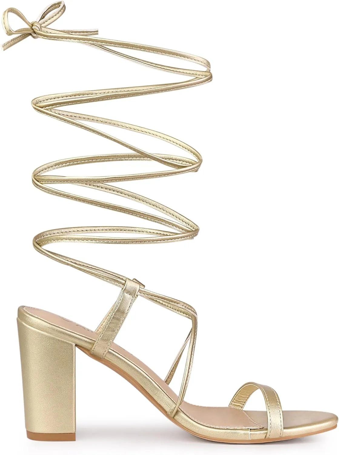 Allegra K Women's Strappy One Strap Lace Up Chunky Heels Sandals