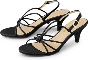 Allegra K Women's Strappy Slingback Kitten Heels Sandals
