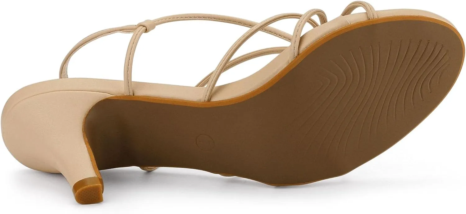Allegra K Women's Strappy Slingback Kitten Heels Sandals