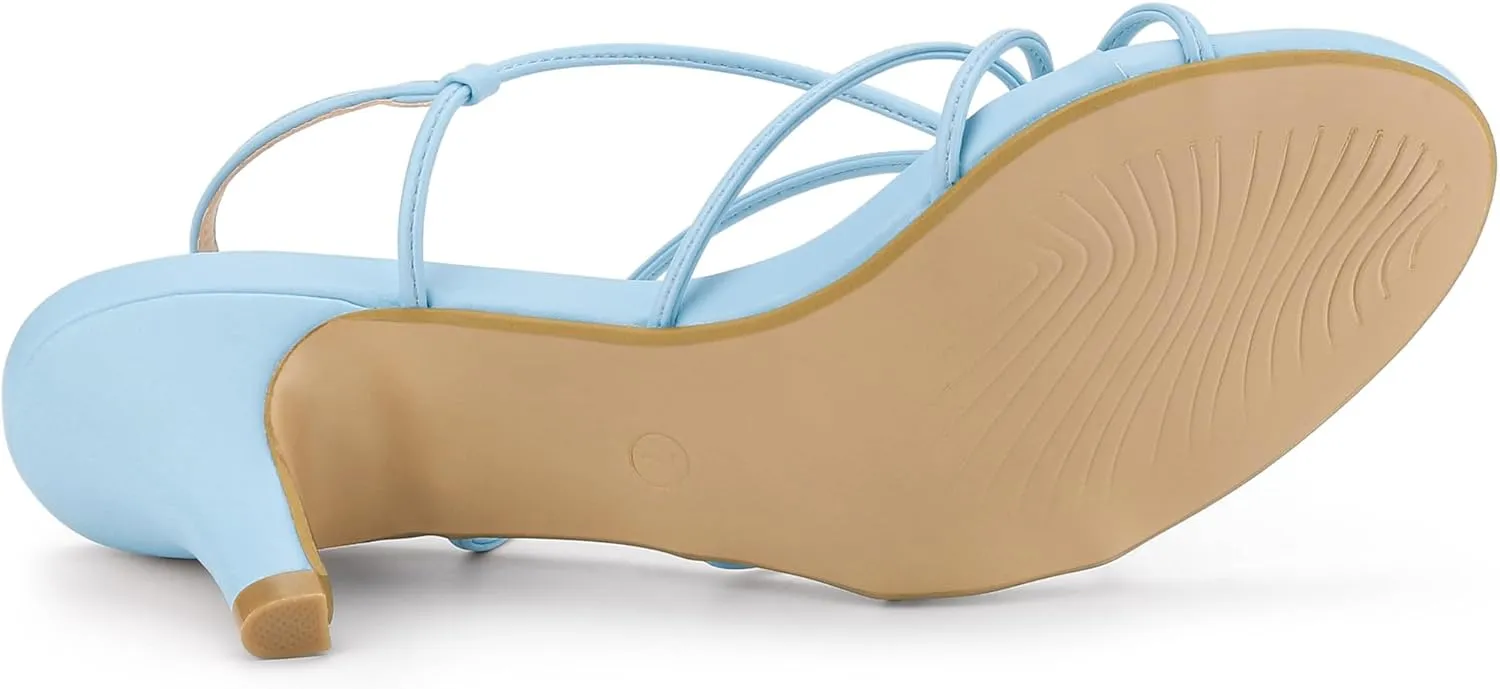 Allegra K Women's Strappy Slingback Kitten Heels Sandals