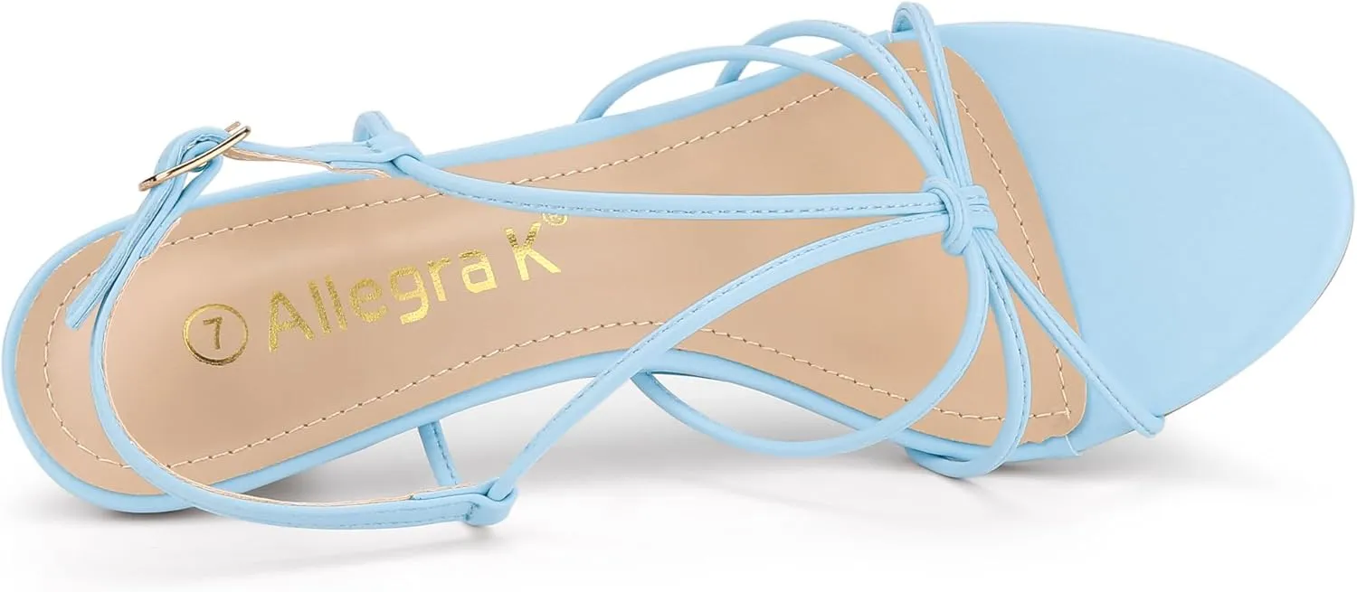 Allegra K Women's Strappy Slingback Kitten Heels Sandals