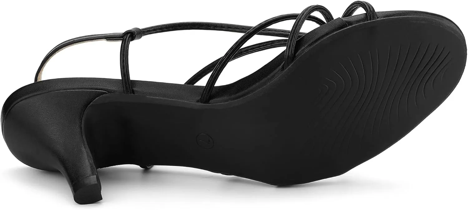 Allegra K Women's Strappy Slingback Kitten Heels Sandals