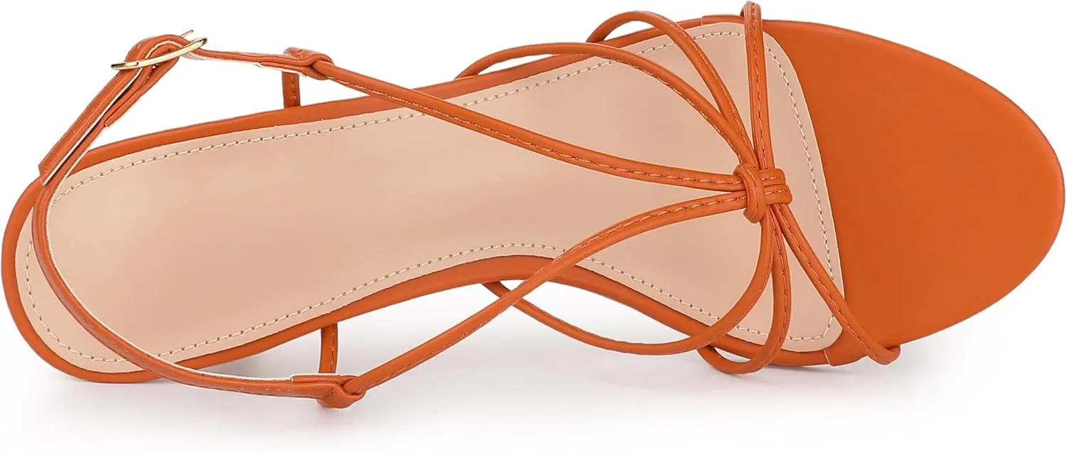 Allegra K Women's Strappy Slingback Kitten Heels Sandals