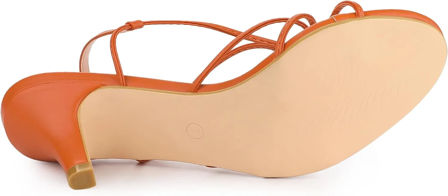 Allegra K Women's Strappy Slingback Kitten Heels Sandals