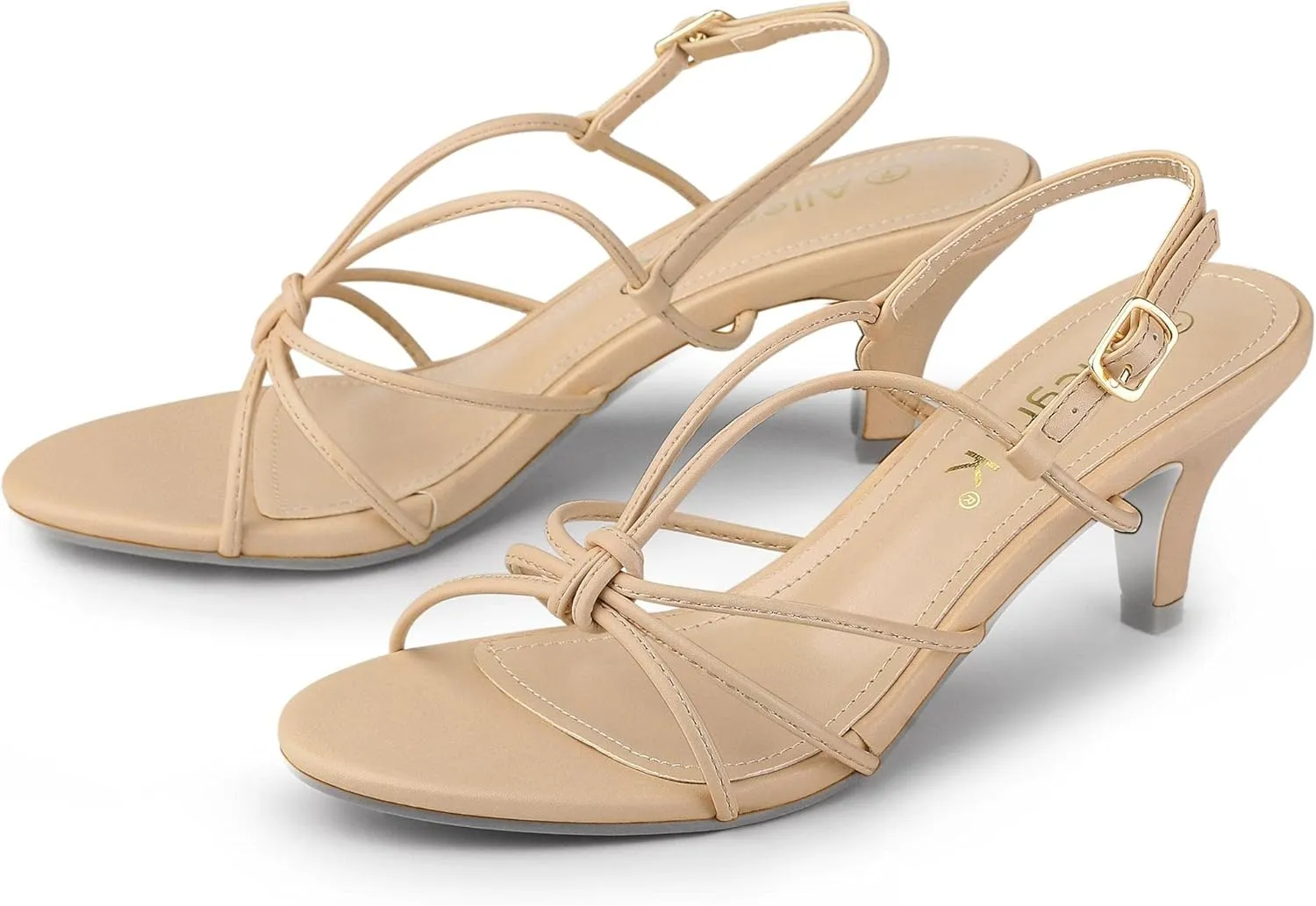 Allegra K Women's Strappy Slingback Kitten Heels Sandals