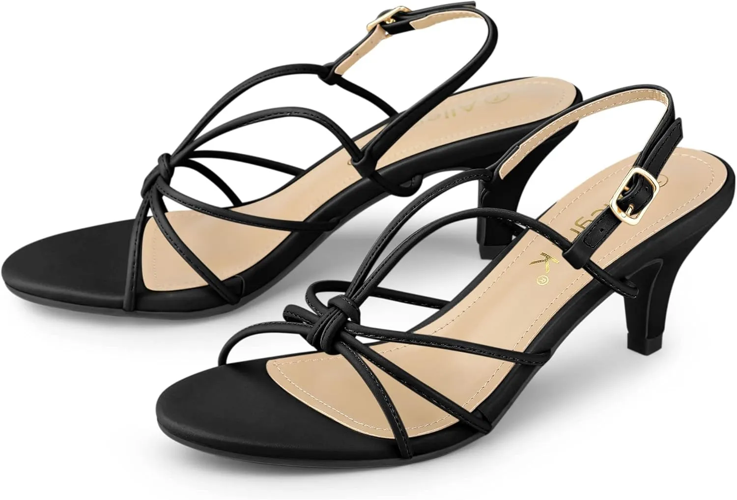 Allegra K Women's Strappy Slingback Kitten Heels Sandals
