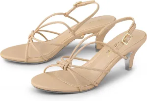 Allegra K Women's Strappy Slingback Kitten Heels Sandals