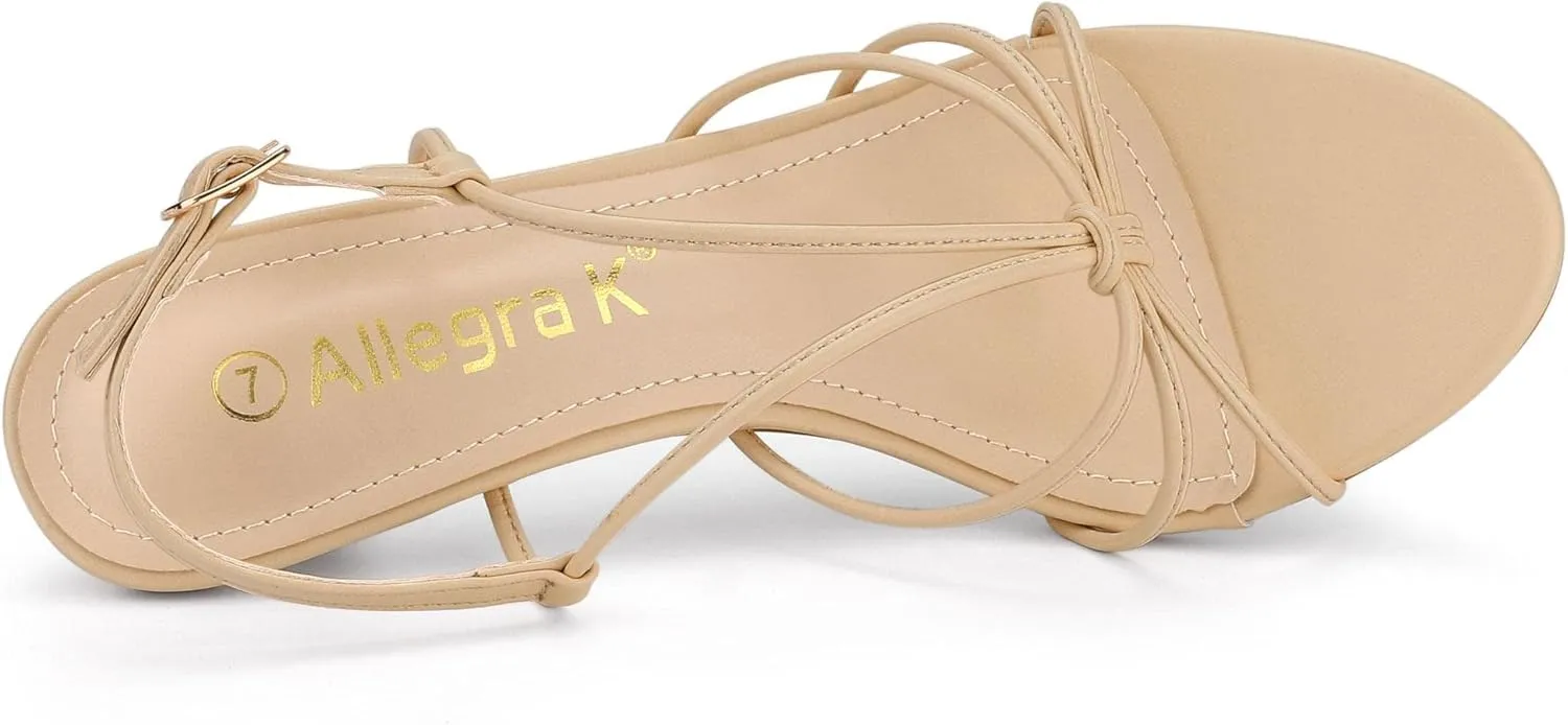 Allegra K Women's Strappy Slingback Kitten Heels Sandals