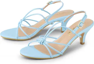 Allegra K Women's Strappy Slingback Kitten Heels Sandals