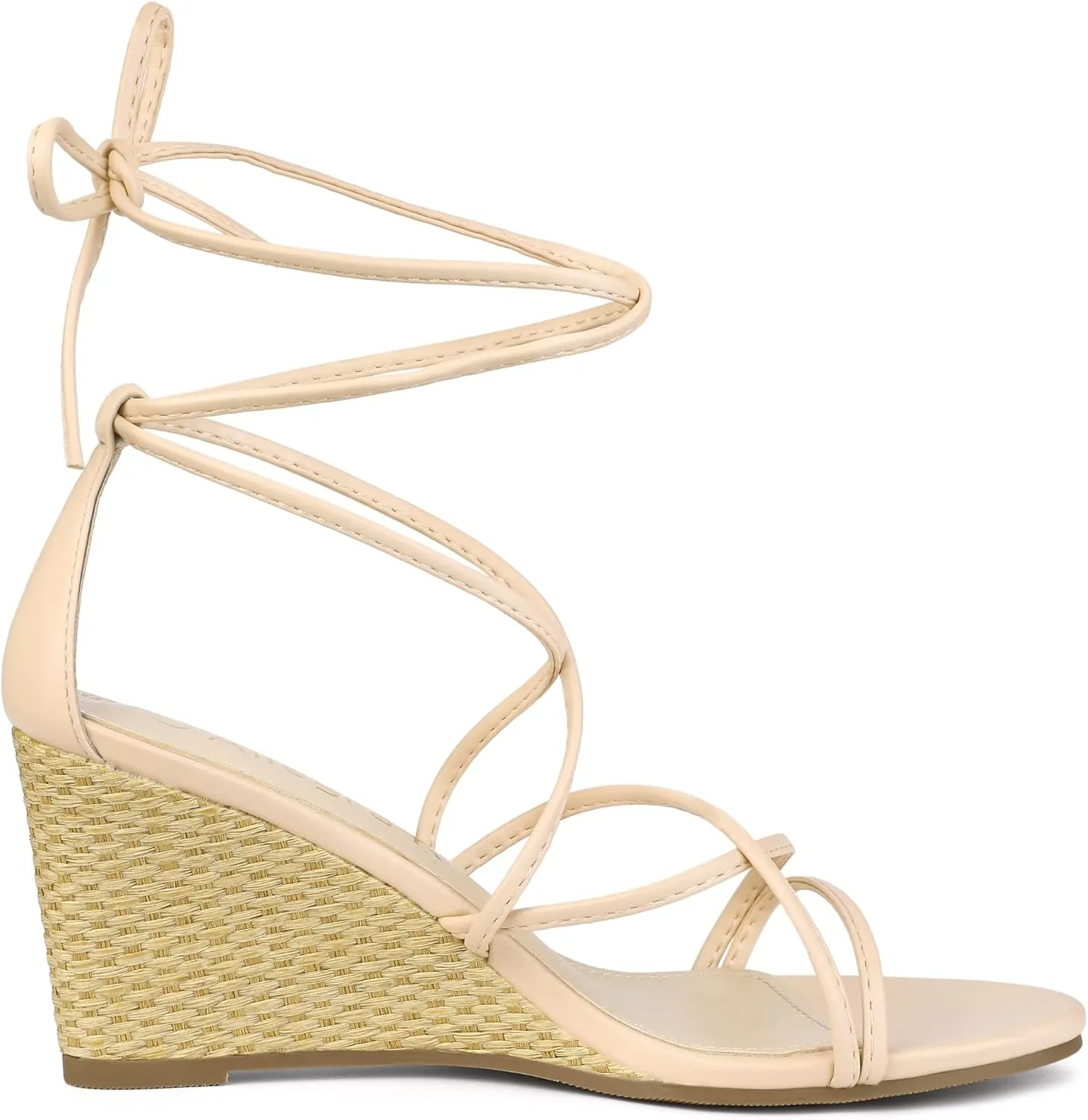 Allegra K Women's Wedge Heels Lace Up Strappy Low Wedges Sandals