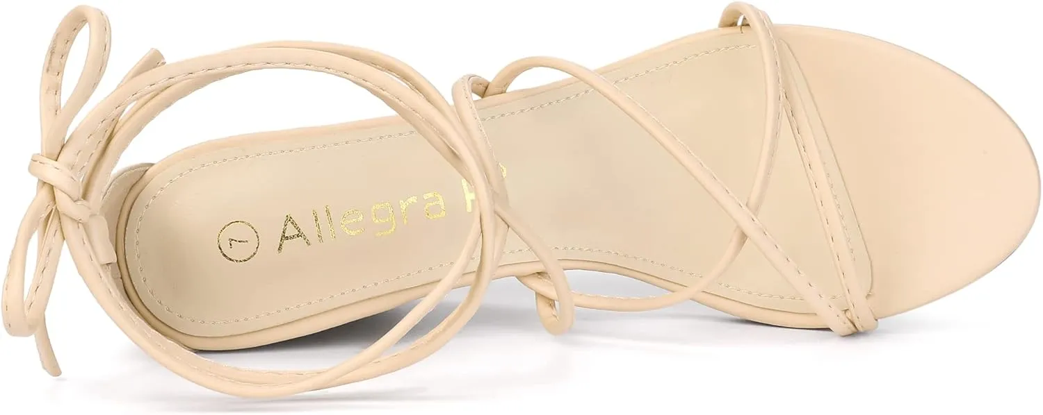 Allegra K Women's Wedge Heels Lace Up Strappy Low Wedges Sandals