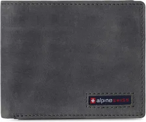 Alpine Swiss Mens Nolan Bifold Commuter Wallet Cowhide Leather RFID Safe Comes in a Gift Box