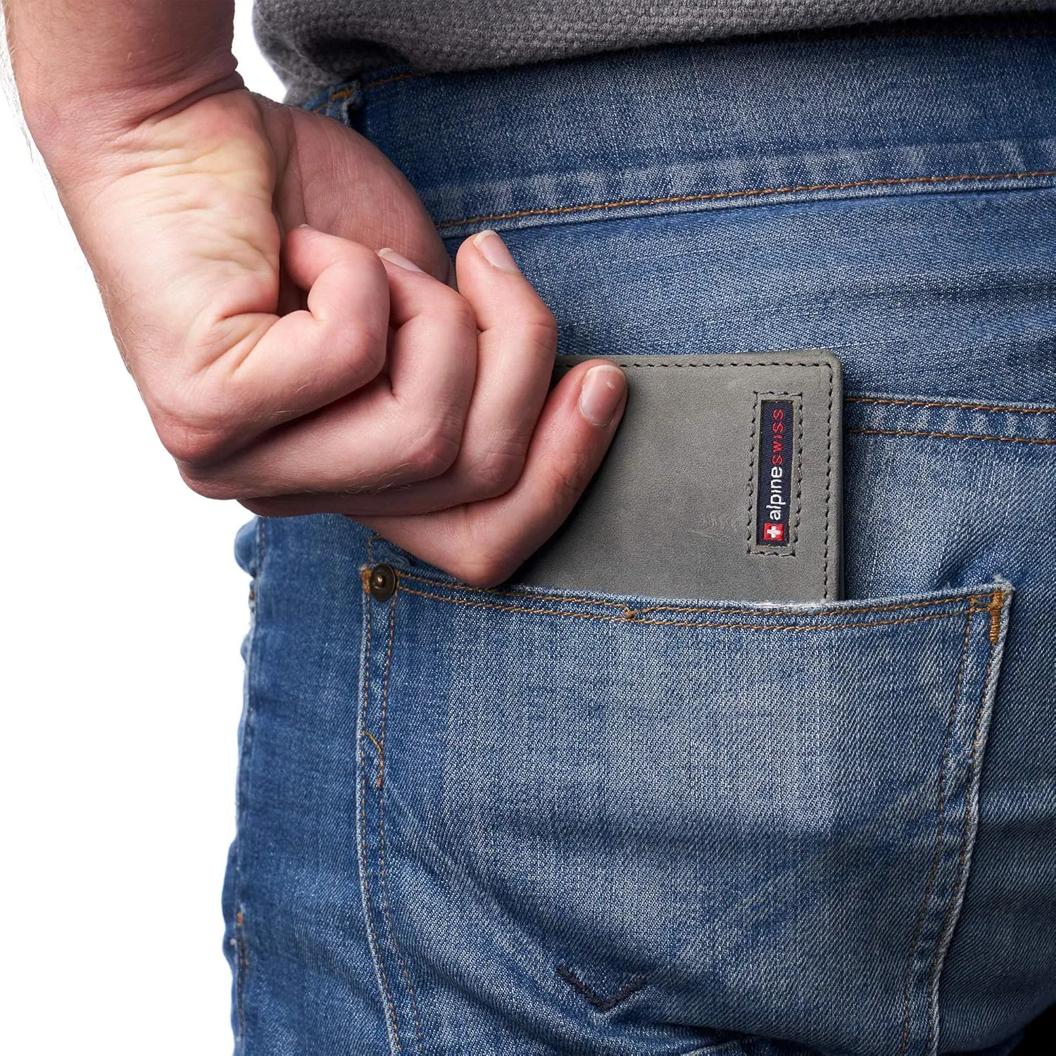 Alpine Swiss Mens Nolan Bifold Commuter Wallet Cowhide Leather RFID Safe Comes in a Gift Box
