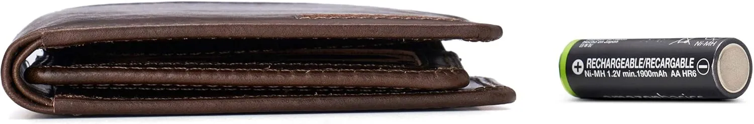 Alpine Swiss RFID Connor Passcase Bifold Wallet For Men Leather Comes in a Gift Box Glossy Nappa Brown