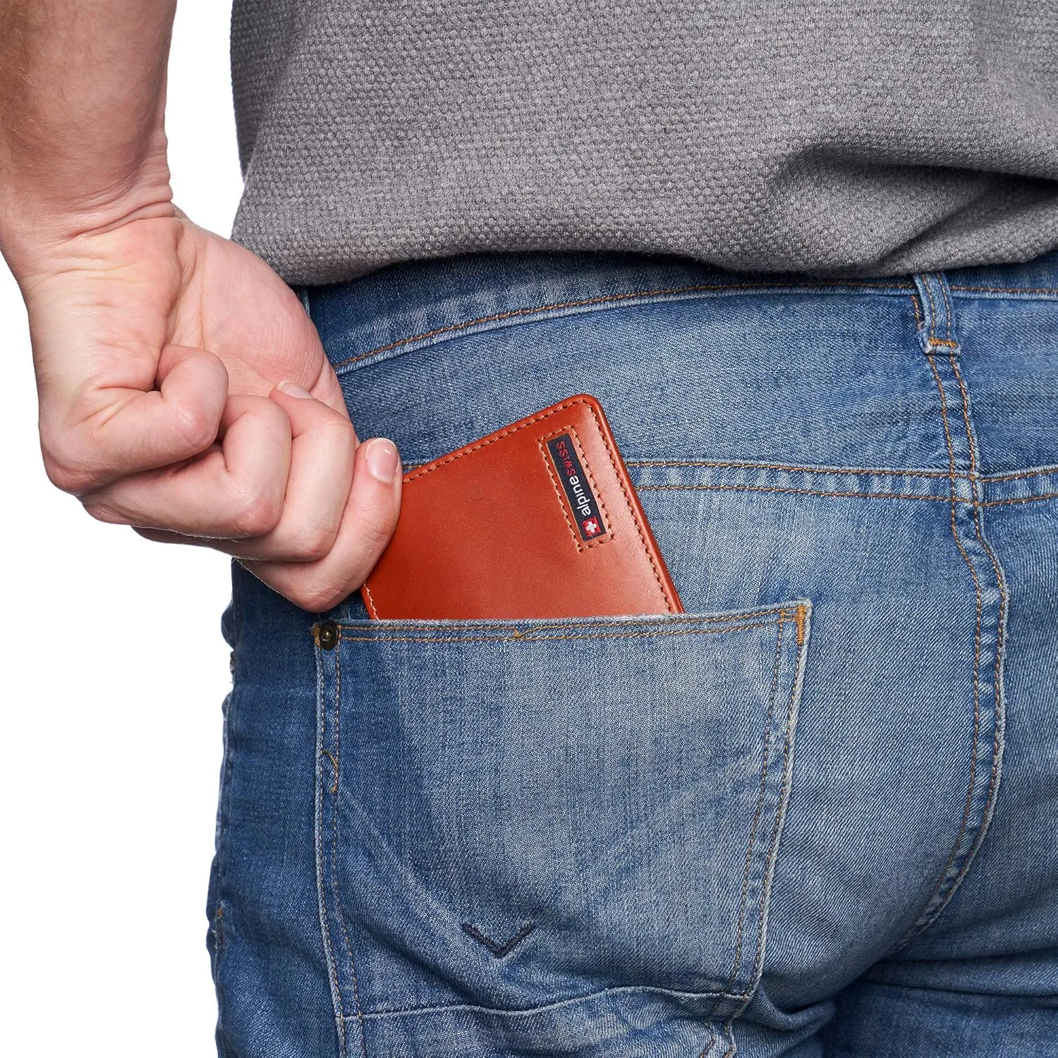 Alpine Swiss RFID Connor Passcase Bifold Wallet For Men Leather Comes in a Gift Box