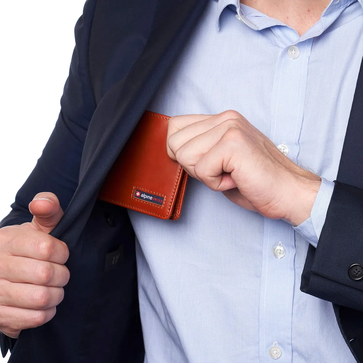 Alpine Swiss RFID Connor Passcase Bifold Wallet For Men Leather Comes in a Gift Box