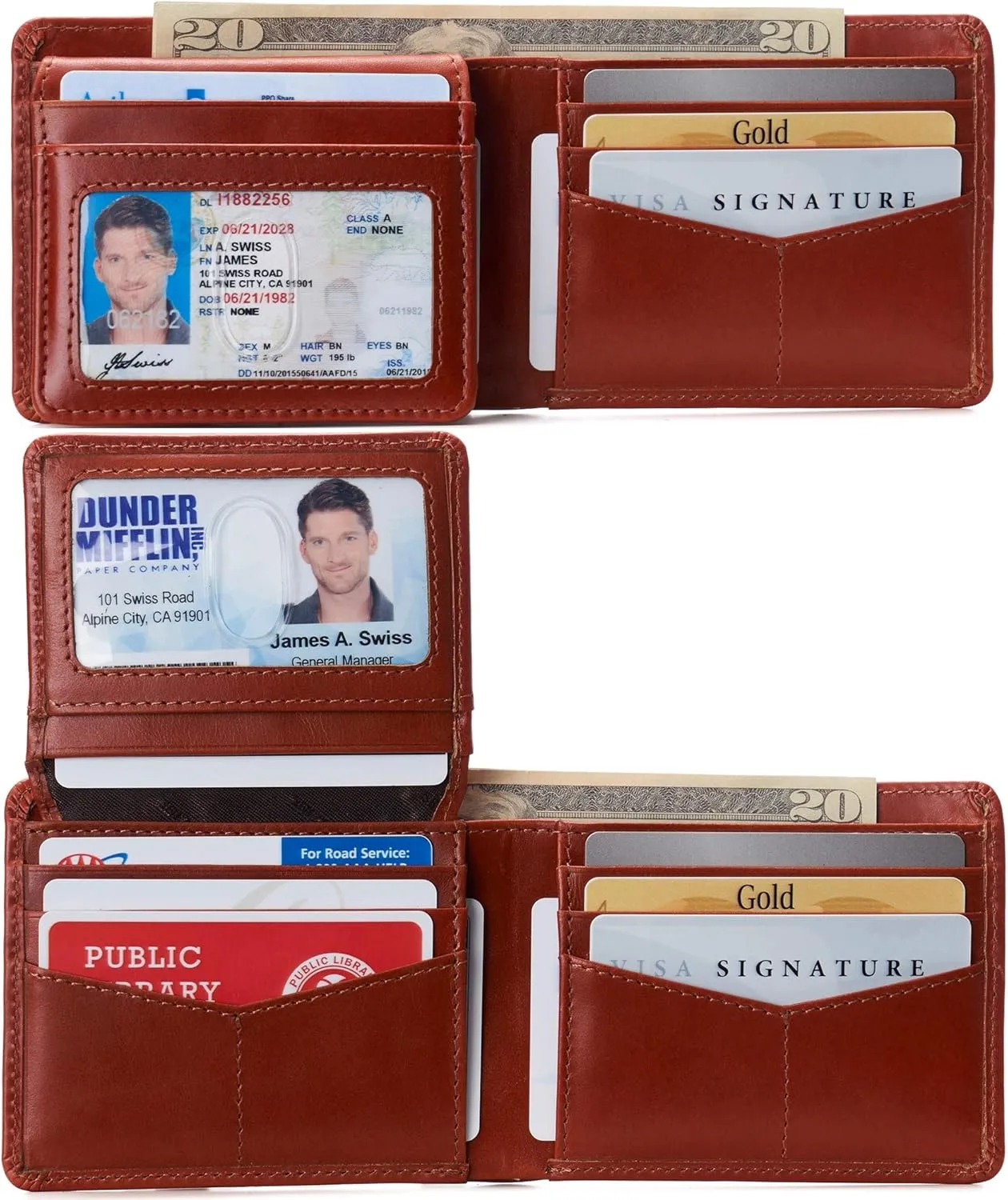 Alpine Swiss RFID Connor Passcase Bifold Wallet For Men Leather Comes in a Gift Box