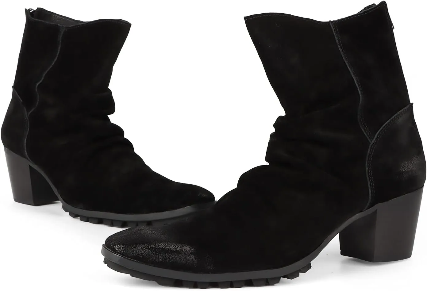 Ankle Boots For Men Suede Boots Slouchy Style Office Business Club For Show Pure Genuine Leather The First Layer Of Cowhide