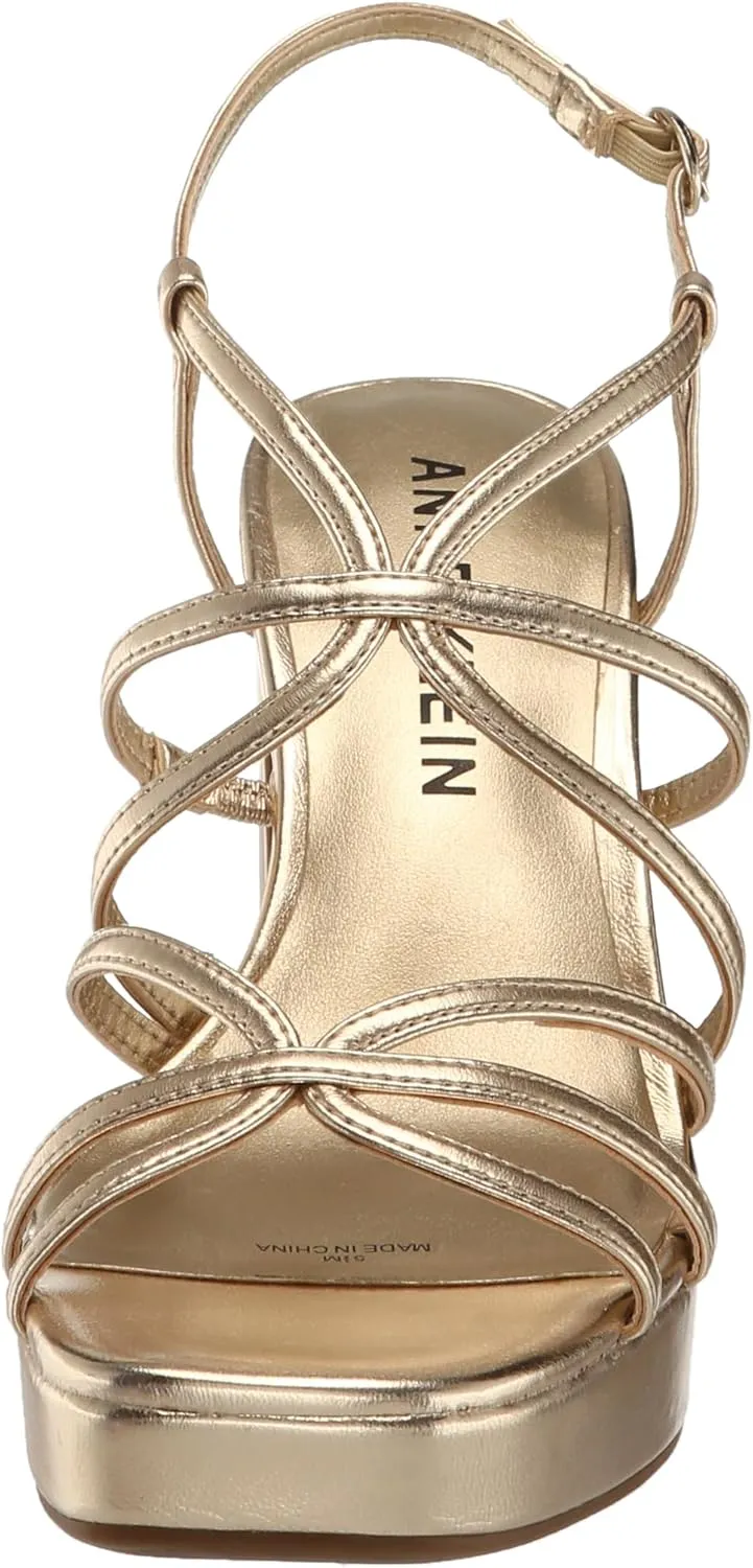 Anne Klein Womens Faux Leather Square Toe Block Heel