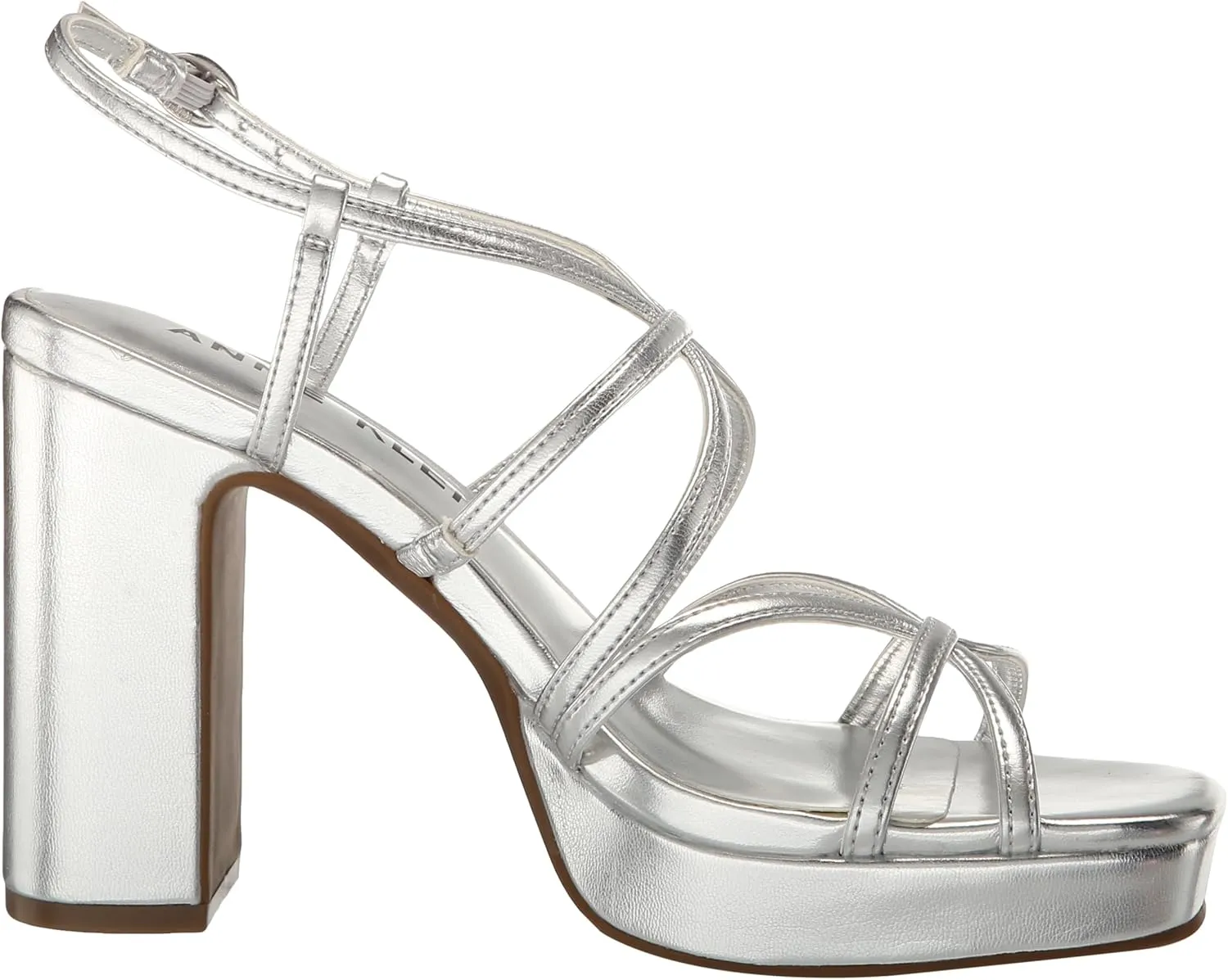 Anne Klein Womens Faux Leather Square Toe Block Heel