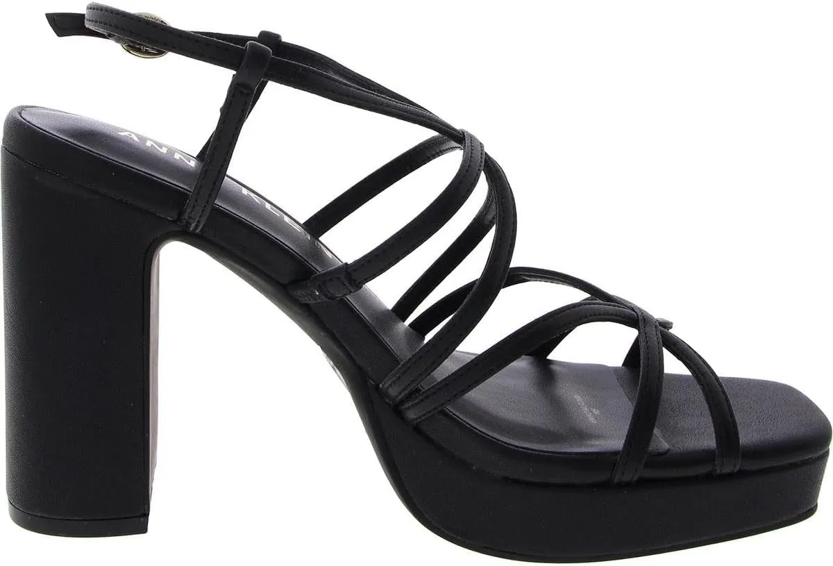Anne Klein Womens Faux Leather Square Toe Block Heel
