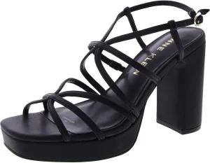 Anne Klein Womens Faux Leather Square Toe Block Heel