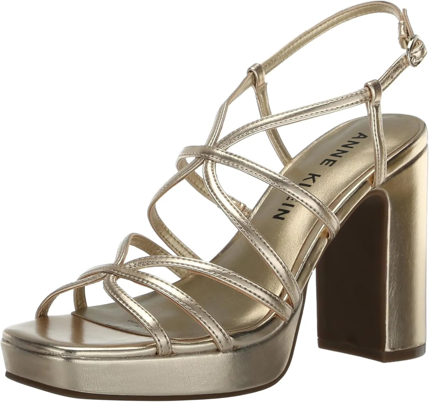 Anne Klein Womens Faux Leather Square Toe Block Heel