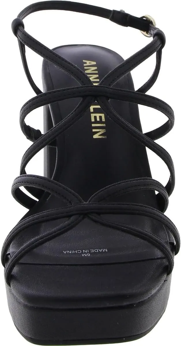 Anne Klein Womens Faux Leather Square Toe Block Heel