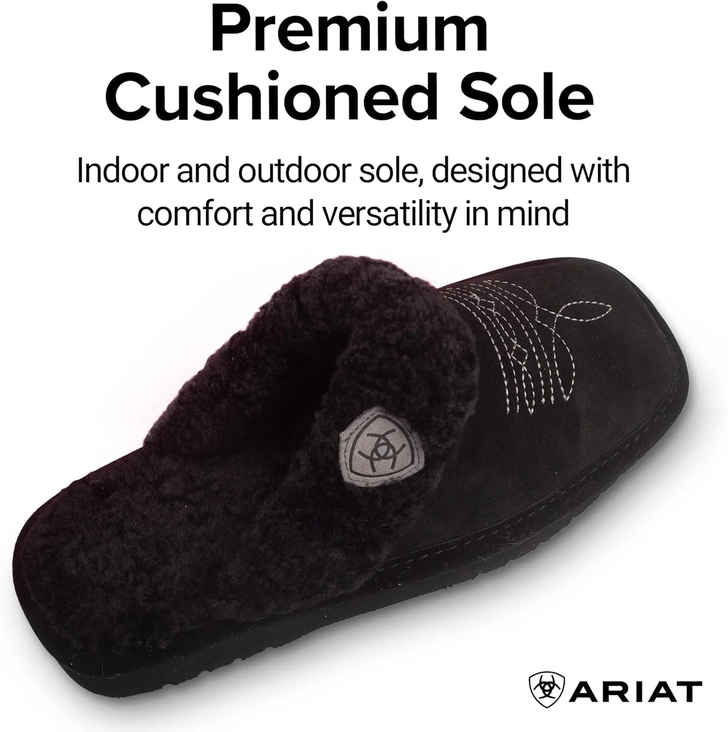 ARIAT Women's Jackie Square Toe Warm Soft Genuine Suede Leather Indoor Outdoor Slippers with Plush Collar