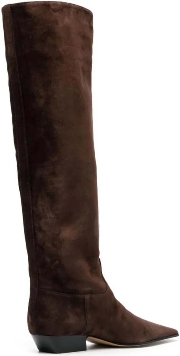 Arqa Women's Square Toe Knee High Boots Low Block Heel Slouchy Boot Comfort Western Riding Boots for Women
