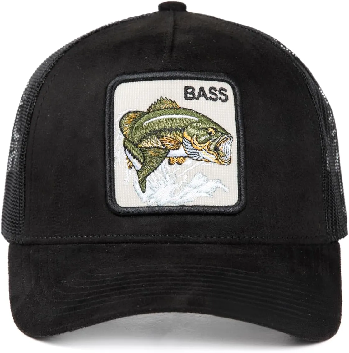 Ashen Fane Faux Suede Polyester Blend Animal Patch 5 Panel Classic Adjustable Mesh Back Trucker Hat