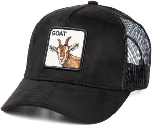 Ashen Fane Faux Suede Polyester Blend Animal Patch 5 Panel Classic Adjustable Mesh Back Trucker Hat