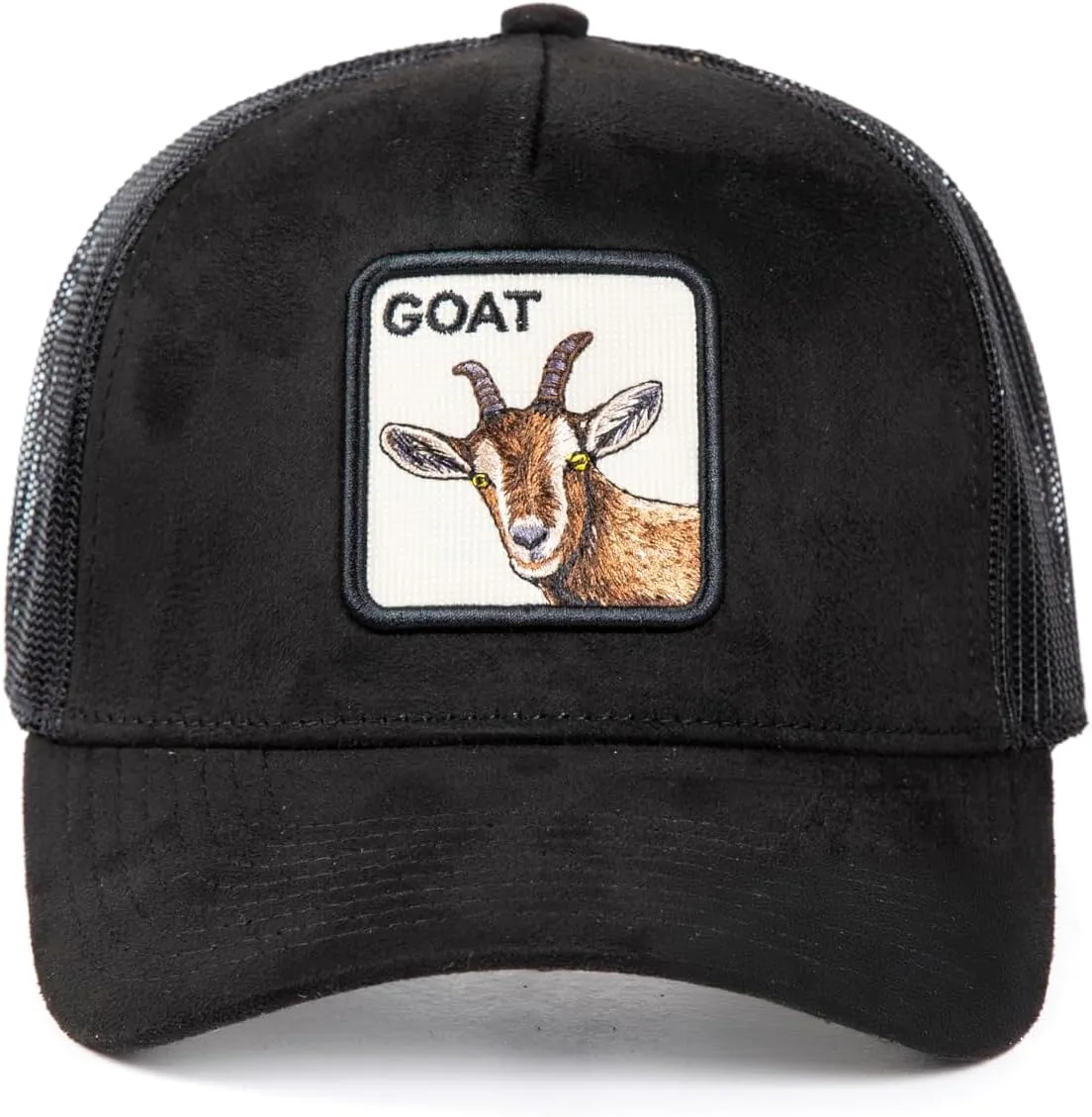 Ashen Fane Faux Suede Polyester Blend Animal Patch 5 Panel Classic Adjustable Mesh Back Trucker Hat