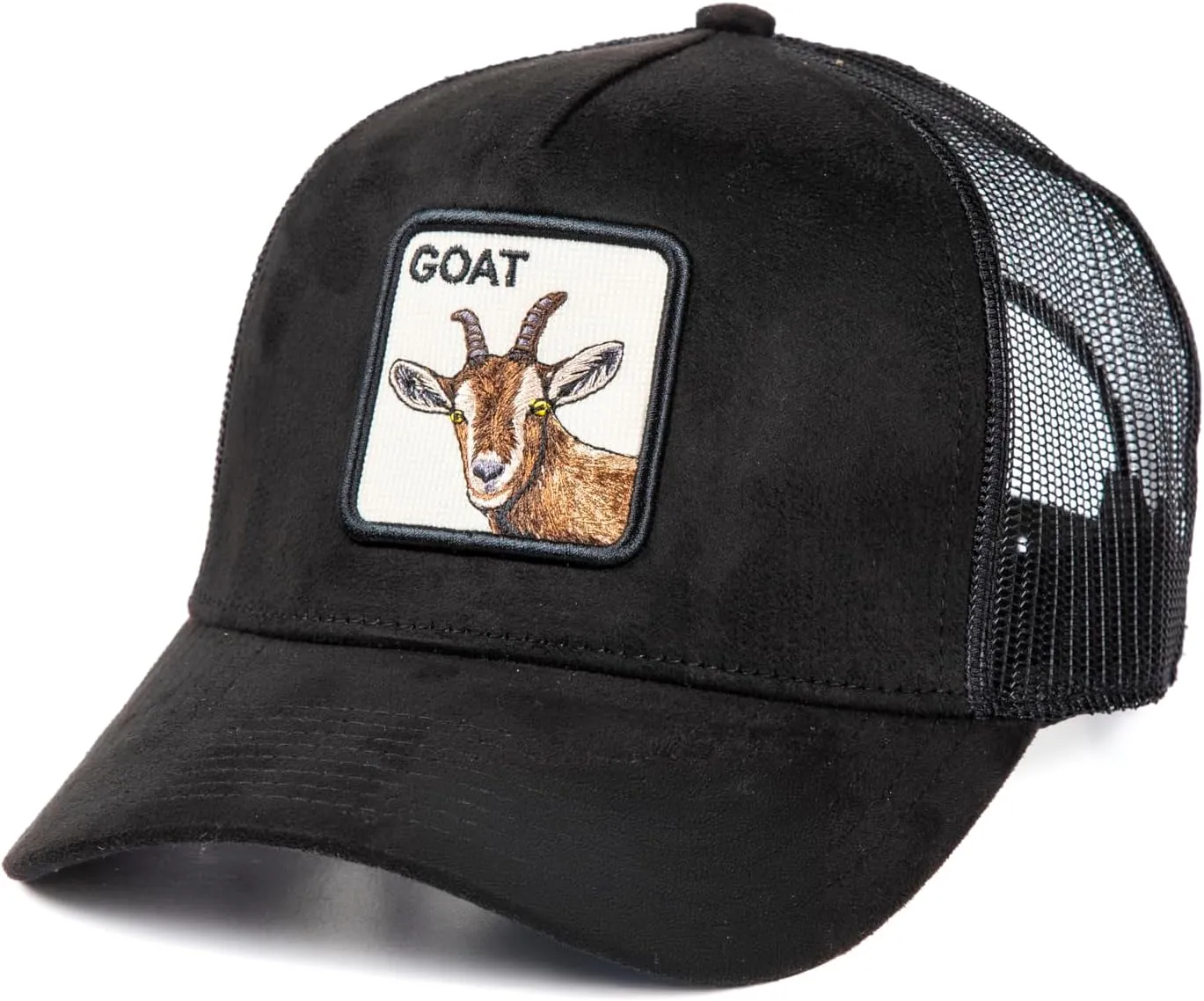 Ashen Fane Faux Suede Polyester Blend Animal Patch 5 Panel Classic Adjustable Mesh Back Trucker Hat