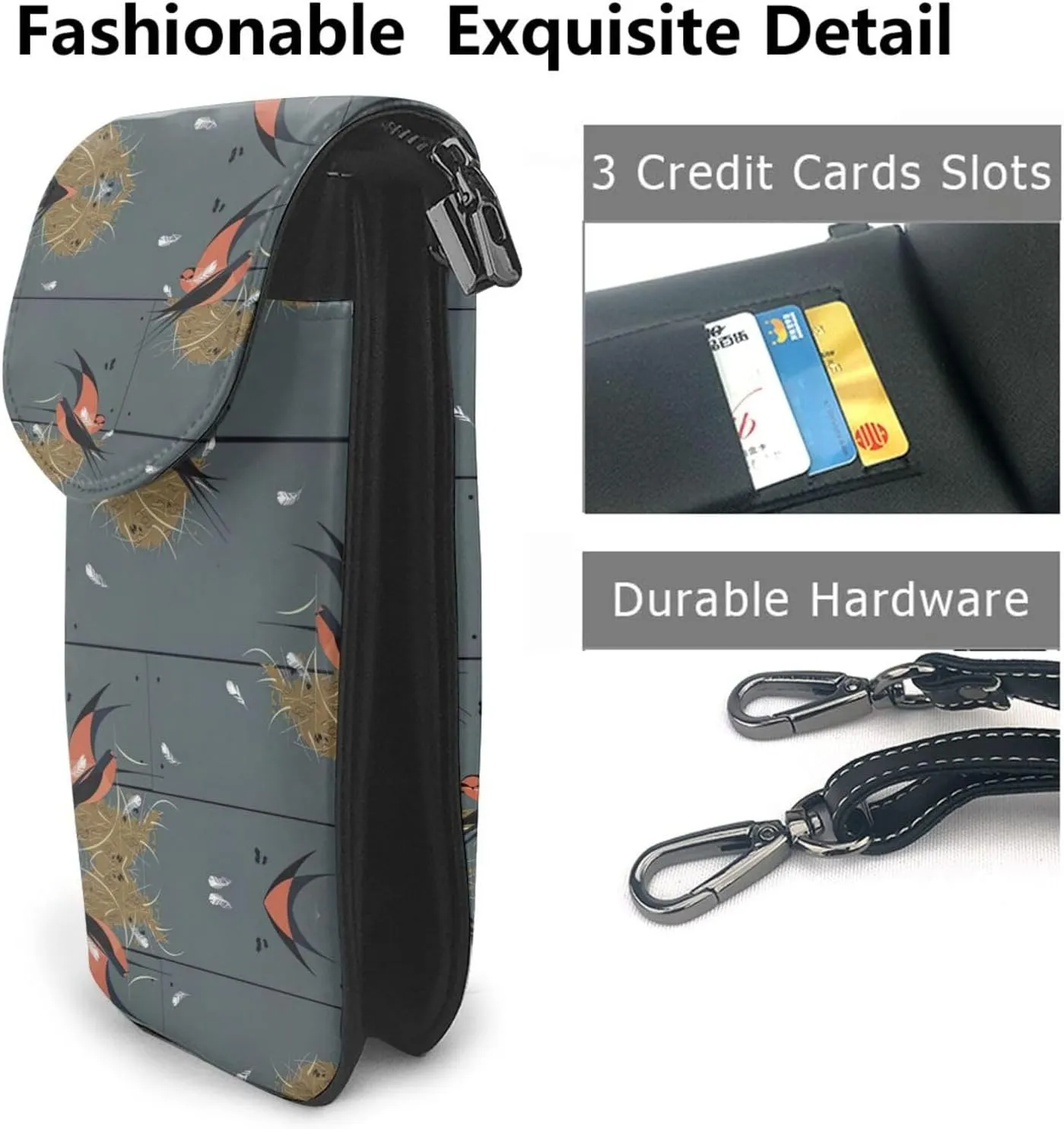 Barn Swallow In Graphite Lightweight Small Crossbody Bags Cell Phone Purses Travel Pouch Shoulder Bag For Women
