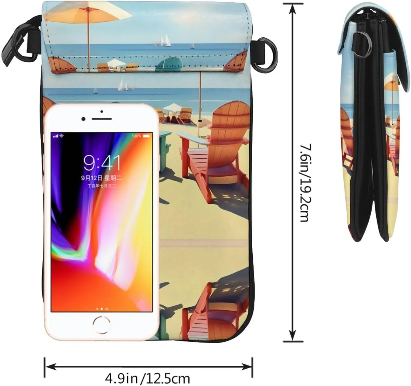 Beach Chairs And Scenery Lightweight Small Crossbody Bags Cell Phone Purses Travel Pouch Shoulder Bag For Women