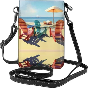Beach Chairs And Scenery Lightweight Small Crossbody Bags Cell Phone Purses Travel Pouch Shoulder Bag For Women