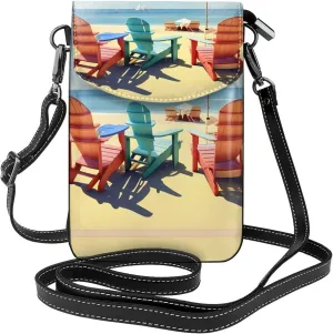Beach Chairs And Scenery Lightweight Small Crossbody Bags Cell Phone Purses Travel Pouch Shoulder Bag For Women