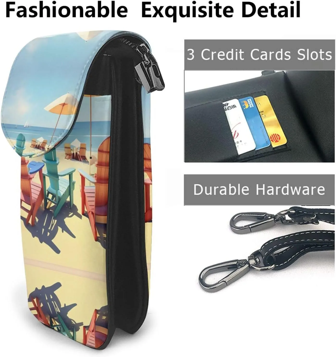 Beach Chairs And Scenery Lightweight Small Crossbody Bags Cell Phone Purses Travel Pouch Shoulder Bag For Women