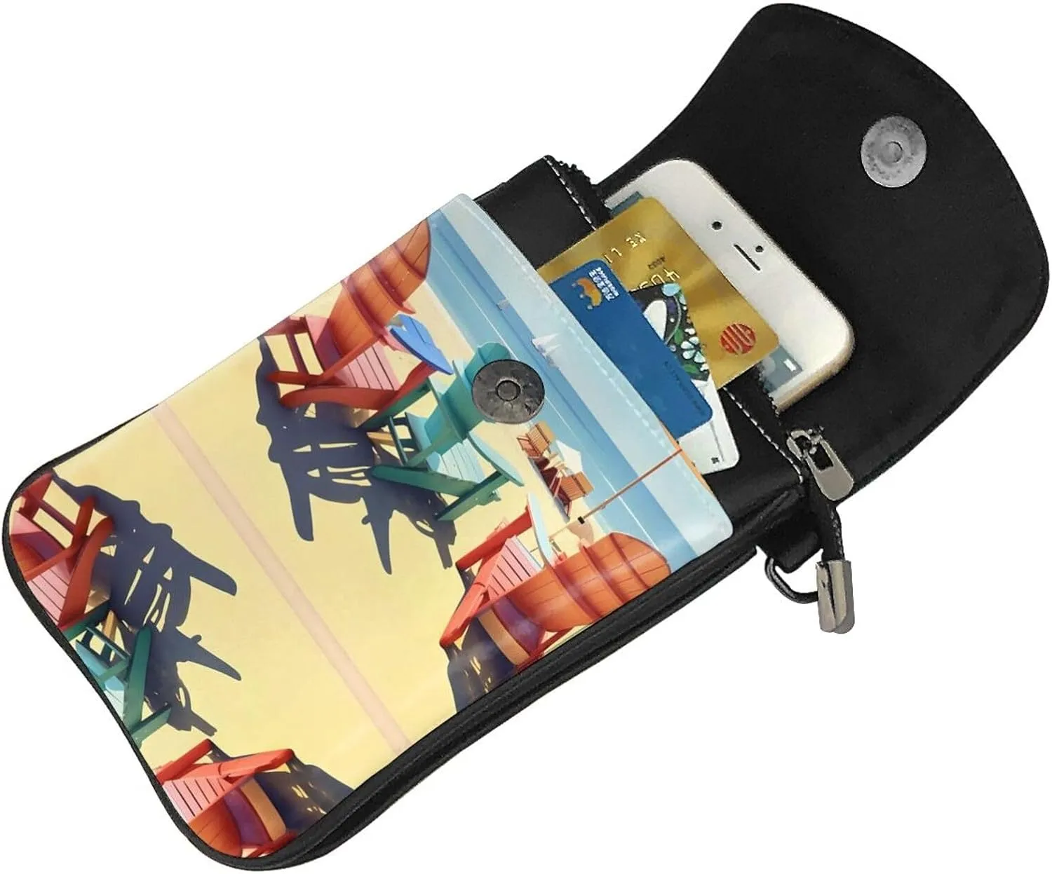 Beach Chairs And Scenery Lightweight Small Crossbody Bags Cell Phone Purses Travel Pouch Shoulder Bag For Women