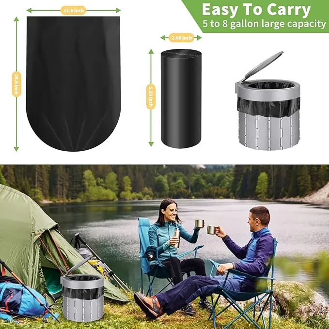 Biodegradable Camping Toilet Bags, 100 Count, 30L Capacity, Suitable for Outdoor Use, Portable and Disposable
