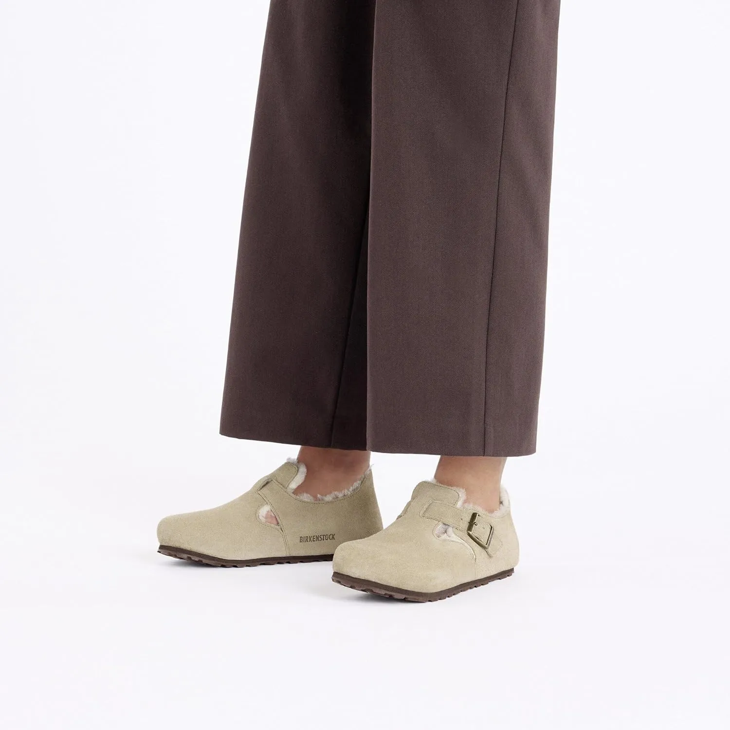 Birkenstock London Shearling Suede Leather Shoes