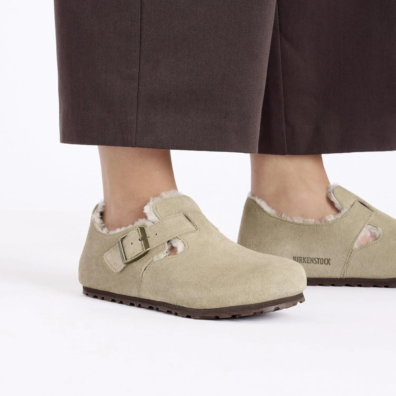 Birkenstock London Shearling Suede Leather Shoes