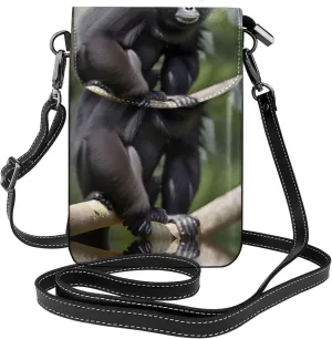 Black Gibbon Monkey Lightweight Small Crossbody Bags Cell Phone Purses Travel Pouch Shoulder Bag For Women