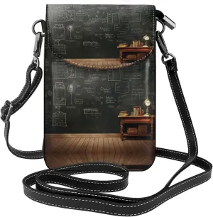 Blackboard Wallpaper Lightweight Small Crossbody Bags Cell Phone Purses Travel Pouch Shoulder Bag For Women