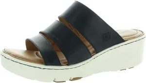 BORN Womens Strappy Leather Wedge Sandals
