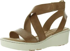 BORN Womens Strappy Leather Wedge Sandals