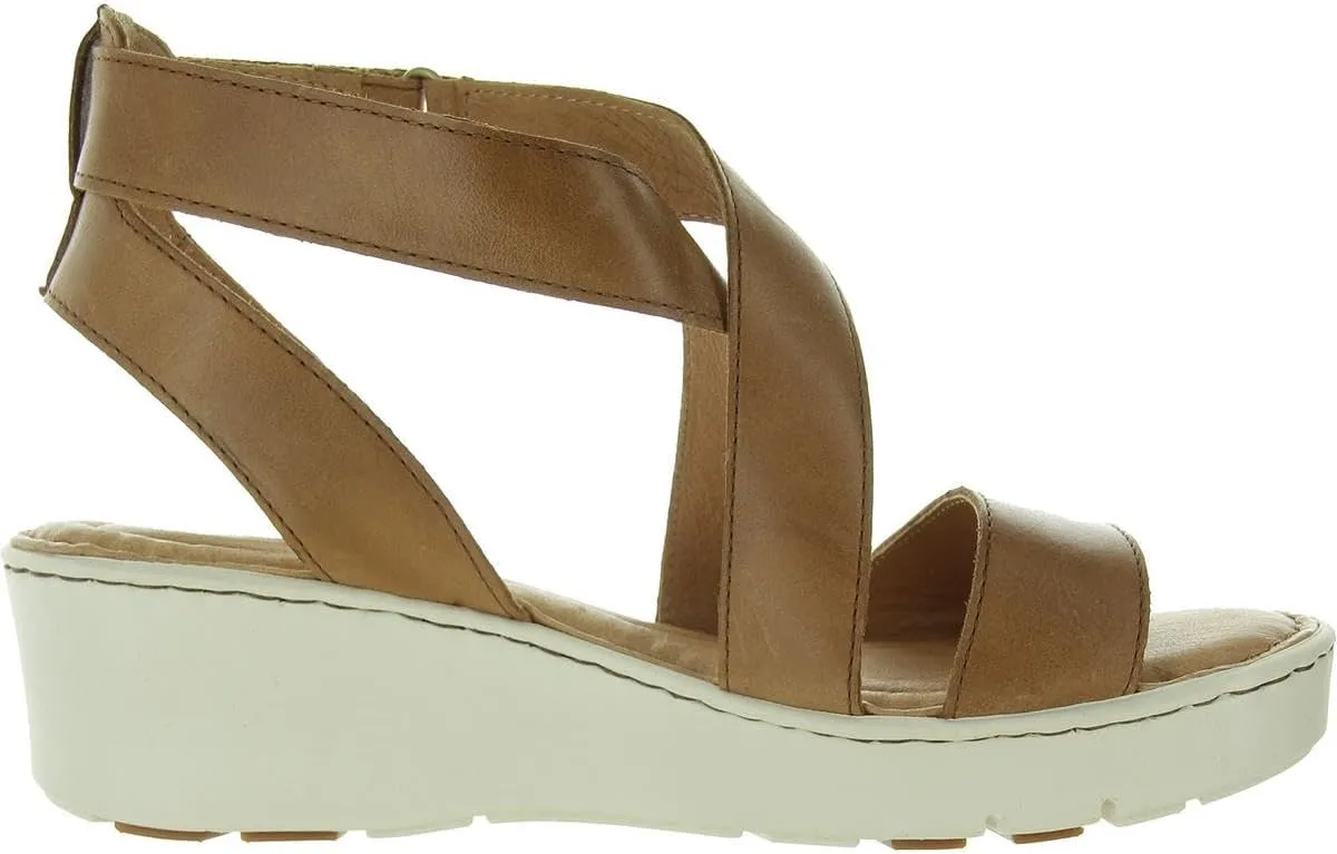 BORN Womens Strappy Leather Wedge Sandals